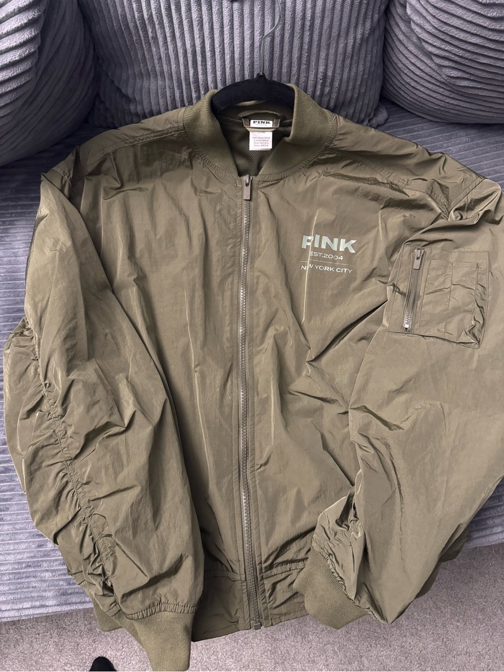 Victoria's Secret PINK Olive Green Lightweight Bomber Jacket